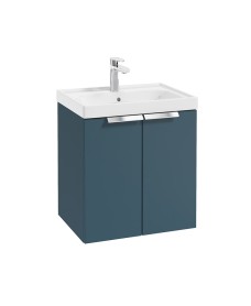 STOCKHOLM Wall Hung 50cm Two Door Vanity Unit Matt Ocean Blue- Brushed Chrome Handles