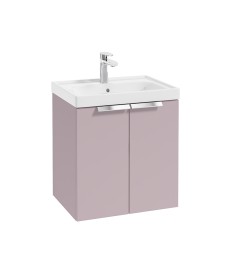 STOCKHOLM Wall Hung 50cm Two Door Vanity Unit Matt Cashmere Pink- Brushed Chrome Handles