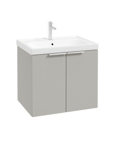 STOCKHOLM Wall Hung 60cm Two Door Vanity Unit Matt Arctic Grey- Brushed Chrome Handles