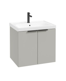 STOCKHOLM Wall Hung 60cm Two Door Vanity Unit Matt Arctic Grey- Matt Black Handles