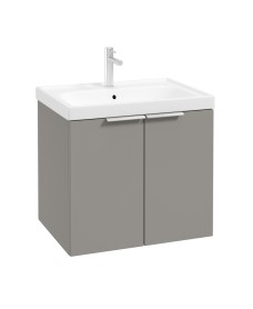 STOCKHOLM Wall Hung 60cm Two Door Vanity Unit Matt Khaki- Brushed Chrome Handles