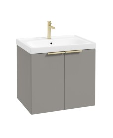 STOCKHOLM Wall Hung 60cm Two Door Vanity Unit Matt Khaki- Brushed Gold Handles