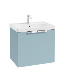 STOCKHOLM Wall Hung 60cm Two Door Vanity Unit Matt Morning Sky Blue- Brushed Chrome Handles