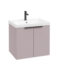 STOCKHOLM Wall Hung 60cm Two Door Vanity Unit Matt Cashmere Pink- Matt Black Handles