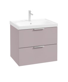 STOCKHOLM Wall Hung 60cm Two Drawer Vanity Unit Matt Cashmere Pink - Brushed Chrome Handles