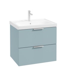 STOCKHOLM Wall Hung 60cm Two Drawer Vanity Unit Matt Morning Sky Blue - Brushed Chrome Handles