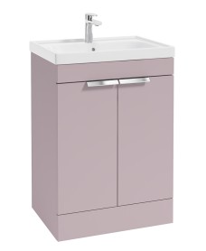 STOCKHOLM Floor Standing 60cm Two Door Vanity Unit Matt Cashmere Pink - Brushed Chrome Handles