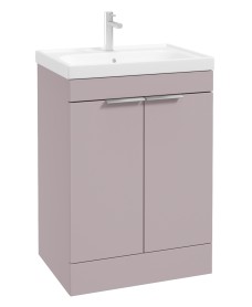 STOCKHOLM Floor Standing 60cm Two Door Vanity Unit Matt Cashmere Pink - Brushed Chrome Handles