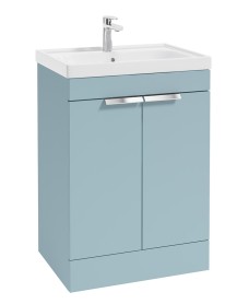 STOCKHOLM Floor Standing 60cm Two Door Vanity Unit Matt Morning Sky Blue - Brushed Chrome Handles