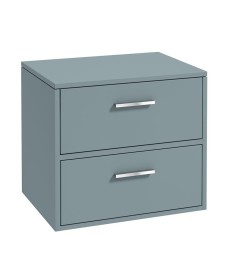 FINLAND 60cm Matt Coral Green Countertop Vanity Unit - Brushed Chrome Handles