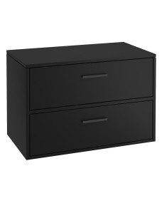 FINLAND 80cm Matt Black Countertop Wall Hung Vanity Unit - Matt Black Handle