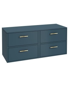 FINLAND 120cm Matt Ocean Blue Countertop Wall Hung Vanity Unit -Brushed Gold Handle