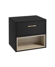 MALMO 60cm Matt Black Single Drawer Countertop Vanity Unit - Brushed Gold handle