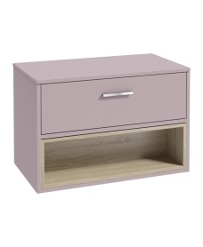 MALMO 80cm Matt Cashmere Pink Single Drawer Countertop Vanity Unit - Brushed Chrome Handle