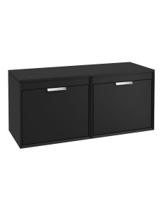 FJORD 120cm Matt Black Wall Hung Countertop Vanity Unit - Brushed Chrome Handle