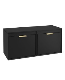 FJORD 120cm Matt Black Wall Hung Countertop Vanity Unit - Brushed Gold Handle