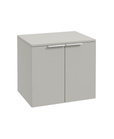 STOCKHOLM Wall Hung 60cm Two Door Countertop Vanity Unit Matt Arctic Grey- Brushed Chrome Handles