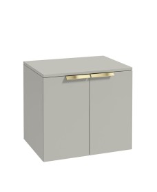 STOCKHOLM Wall Hung 60cm Two Door Countertop Vanity Unit Matt Arctic Grey- Brushed Gold Handles