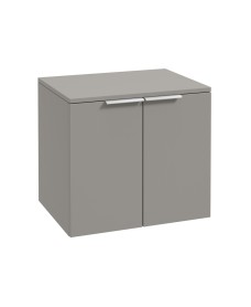 STOCKHOLM Wall Hung 60cm Two Door Countertop Vanity Unit Matt Khaki- Brushed Chrome Handles