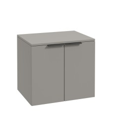 STOCKHOLM Wall Hung 60cm Two Door Countertop Vanity Unit Matt Khaki- Matt Black Handles