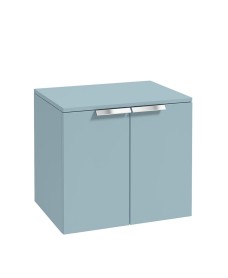 STOCKHOLM Wall Hung 60cm Two Door Countertop Vanity Unit Matt Morning Sky Blue- Brushed Chrome Handles