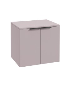 STOCKHOLM Wall Hung 60cm Two Door Countertop Vanity Unit Matt Cashmere Pink- Matt Black Handles