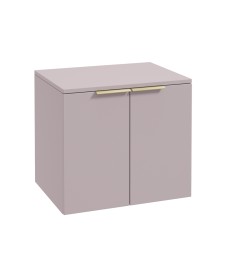 STOCKHOLM Wall Hung 60cm Two Door Countertop Vanity Unit Matt Cashmere Pink- Brushed Gold Handles