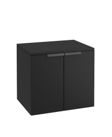 STOCKHOLM Wall Hung 60cm Two Door Countertop Vanity Unit Matt Black- Matt Black Handles