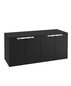 STOCKHOLM Wall Hung 120cm Four Door Countertop Vanity Unit Matt Black - Brushed Chrome Handle