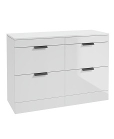 STOCKHOLM Wall Hung 120cm Four Drawer Countertop Vanity Unit Gloss White - Matt Black Handle