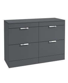 STOCKHOLM Wall Hung 120cm Four Drawer Countertop Vanity Unit Matt Midnight Grey - Brushed Chrome Handle