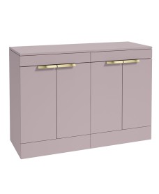 STOCKHOLM Floor Standing 120cm Four Door Countertop Vanity Unit Matt Cashmere Pink - Brushed Gold Handle