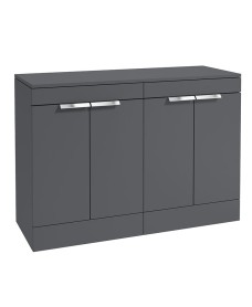 STOCKHOLM Floor Standing 120cm Four Door Countertop Vanity Unit Matt Midnight Grey - Brushed Chrome Handle