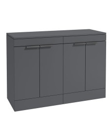 STOCKHOLM Floor Standing 120cm Four Door Countertop Vanity Unit Matt Midnight Grey - Matt Black Handle