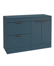 STOCKHOLM 120cm Floor Standing Two Drawer and Two Door Matt Ocean Blue Countertop Vanity Unit - Matt Black Handle