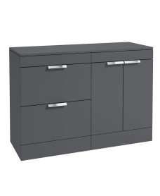 STOCKHOLM Floor Standing 120cm Two Drawer/Two Door Countertop Vanity Unit Matt Midnight Grey - Brushed Chrome Handle