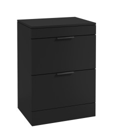 STOCKHOLM Floor Standing 60cm Two Drawer Countertop Vanity Unit Matt Black - Matt Black Handle