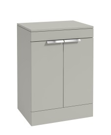 STOCKHOLM Floor Standing 60cm Two Door Countertop Vanity Unit Matt Arctic Grey - Brushed Chrome Handle