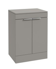 STOCKHOLM Floor Standing 60cm Two Door Countertop Vanity Unit Matt Khaki - Brushed Chrome Handle