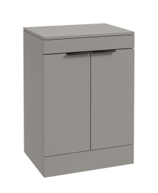 STOCKHOLM Floor Standing 60cm Two Door Countertop Vanity Unit Matt Khaki - Matt Black Handle