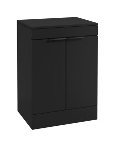 STOCKHOLM Floor Standing 60cm Two Door Countertop Vanity Unit Matt Black - Matt Black Handle