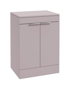 STOCKHOLM Floor Standing 60cm Two Door Countertop Vanity Unit Matt Cashmere Pink - Brushed Chrome Handle