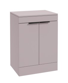 STOCKHOLM Floor Standing 60cm Two Door Countertop Vanity Unit Matt Cashmere Pink - Matt Black Handle