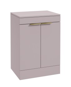 STOCKHOLM Floor Standing 60cm Two Door Countertop Vanity Unit Matt Cashmere Pink - Brushed Gold Handle