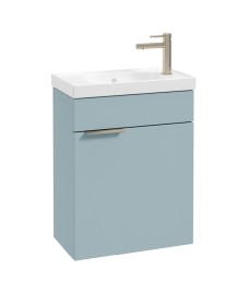 STOCKHOLM Wall Hung 50cm Cloakroom Vanity Unit Matt Morning Sky Blue - Brushed Nickel Handles