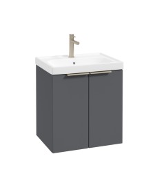 STOCKHOLM Wall Hung 50cm Two Door Vanity Unit Matt Midnight Grey- Brushed Nickel Handles