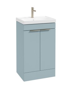 STOCKHOLM Floorstanding 50cm Two Door Vanity Unit Matt Morning Sky Blue - Brushed Nickel Handles