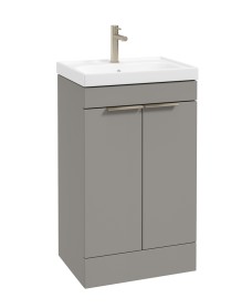 STOCKHOLM Floorstanding 50cm Two Door Vanity Unit Matt Khaki - Brushed Nickel Handles