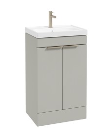 STOCKHOLM Floorstanding 50cm Two Door Vanity Unit Matt Arctic Grey - Brushed Nickel Handles