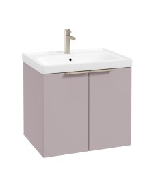 STOCKHOLM Wall Hung 60cm Two Door Vanity Unit Matt Cashmere Pink- Brushed Nickel Handles